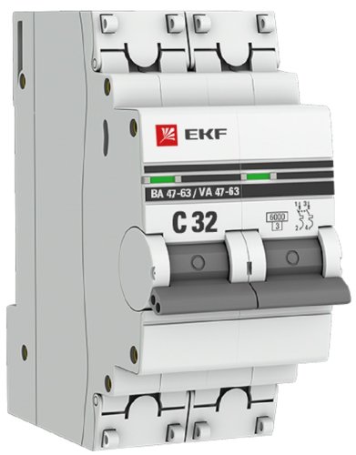 Выключатель автоматический EKF PROxima ВА47-63 2п 32А C 6кА картинка